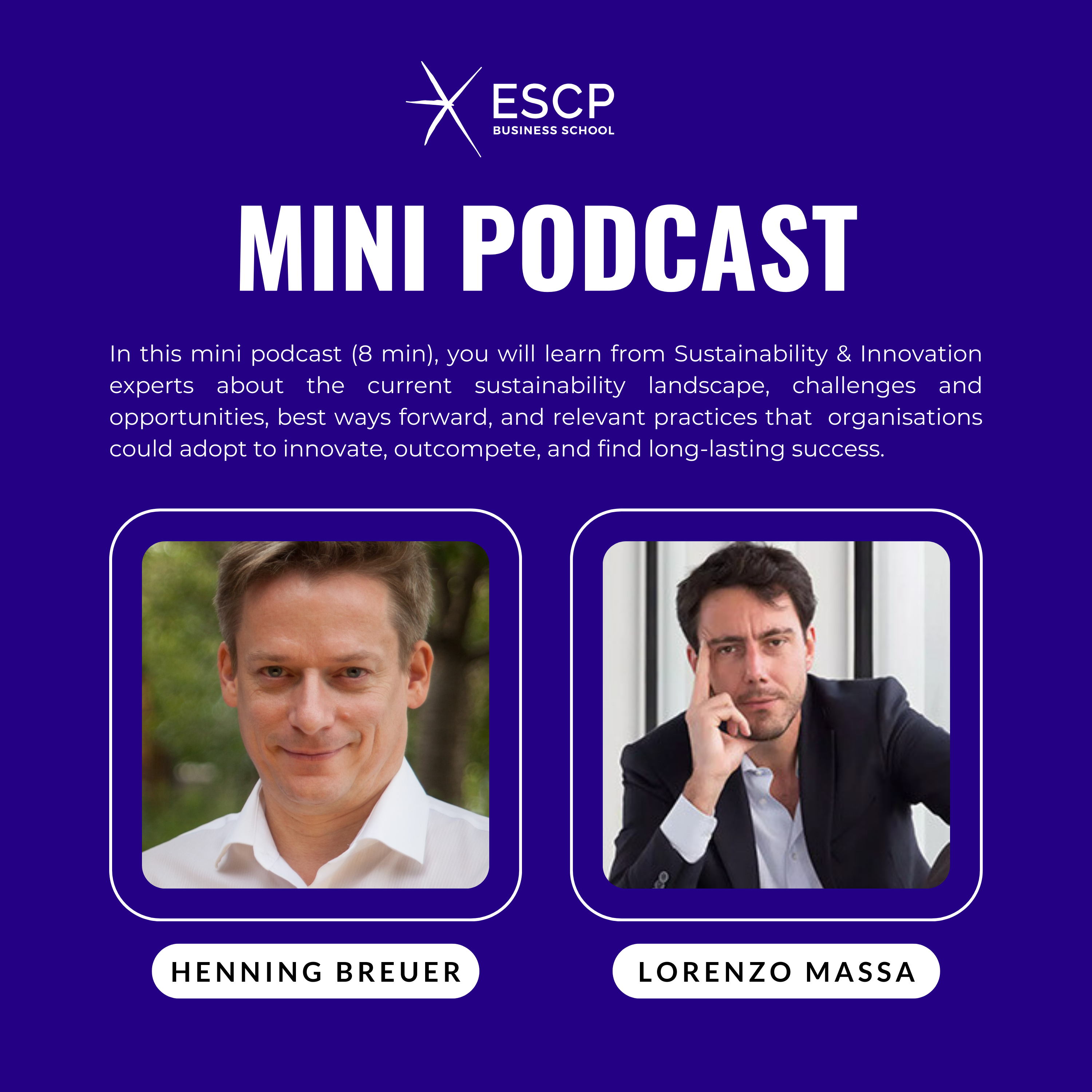 Announcement on the min podcast on sustainability and innovation.